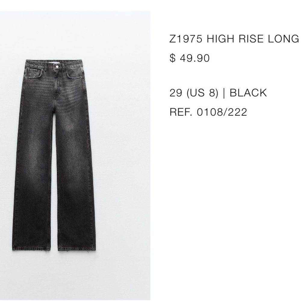 Zara Black Straight Jeans High-Rise